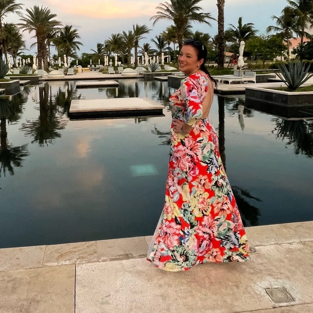 Asos floor length backless floral dress